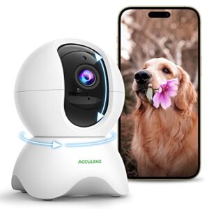 acculenz 5mp hd pet camera indoor 2.5k, 2.4ghz wifi camera for home security 360° pan tilt with ai human detection, baby monitor with sound detection, 2-way talk, night vision