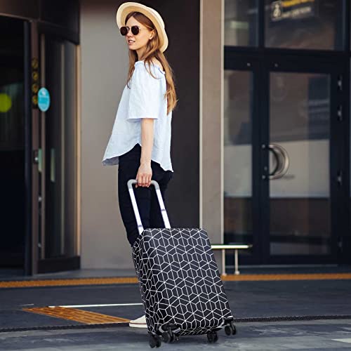 Sanwuta 3 Pcs Luggage Cover Washable Suitcase Protector Luggage Protector Suitcase Cover Anti Scratch Luggage Case Cover Fits 18-28 Inch Luggage, 3 Sizes (Geometric Style)