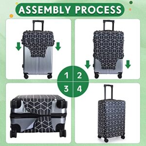 Sanwuta 3 Pcs Luggage Cover Washable Suitcase Protector Luggage Protector Suitcase Cover Anti Scratch Luggage Case Cover Fits 18-28 Inch Luggage, 3 Sizes (Geometric Style)