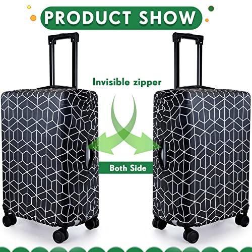 Sanwuta 3 Pcs Luggage Cover Washable Suitcase Protector Luggage Protector Suitcase Cover Anti Scratch Luggage Case Cover Fits 18-28 Inch Luggage, 3 Sizes (Geometric Style)