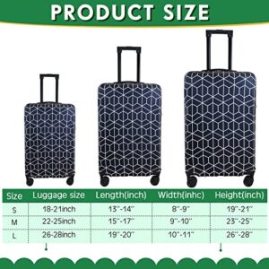 Sanwuta 3 Pcs Luggage Cover Washable Suitcase Protector Luggage Protector Suitcase Cover Anti Scratch Luggage Case Cover Fits 18-28 Inch Luggage, 3 Sizes (Geometric Style)