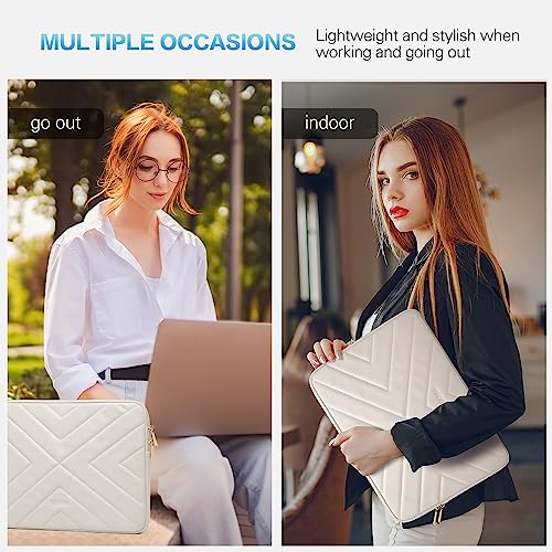 SUOVA Laptop Sleeve, Compatible with MacBook Air Series and MacBook Pro 13/14 Series,Soft Laptop Cover Specially Designed for 13-14 inch Notebook, Rice White…