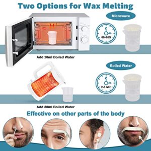 Keethem 120g Nose Wax Kit, Nose Wax with 40 White Applicators, Nose Hair Wax Painless Nose Hair Removal at Least 20 Times Usage, Nose Hair Waxing Kit for Men and Women with 20 Mustache Guards, 20pcs Paper Cup, 10pcs wooden sticks