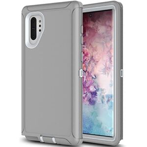 galaxy note 10 plus case note 10+ case for samsung galaxy note 10 plus case military drop shockproof armor rugged 3 in 1 protection cover for galaxy note 10+ plus phone case (grey+white)