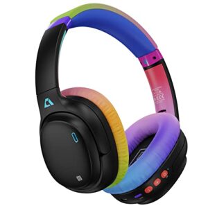 ankbit e700 bluetooth 5.1 headphones with hybrid active noise cancelling, over-ear wireless headphones with ldac for hi-res wireless audio, aptx hd & low latency, clear calls, 60h playtime, colourful