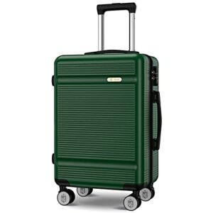 zitahli carry on luggage, expandable luggage suitcase, hardside luggage with tsa lock spinner wheels ykk zippers, 20in (dark green)