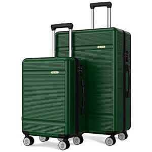 zitahli luggage sets 2 piece, expandable suitcase set, hardside luggage with tsa lock spinner wheels ykk zippers, 20in 28in (dark green)