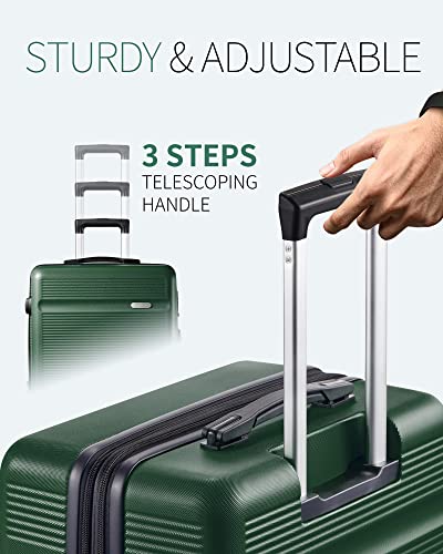 Zitahli Luggage, Expandable Suitcase Checked Luggage, Hardside Luggage with TSA Lock Spinner Wheels YKK zippers, 28in (Dark Green)