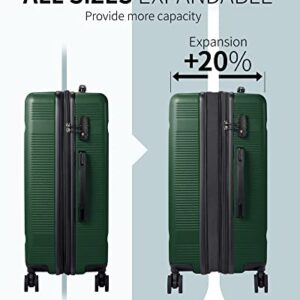 Zitahli Luggage, Expandable Suitcase Checked Luggage, Hardside Luggage with TSA Lock Spinner Wheels YKK zippers, 28in (Dark Green)