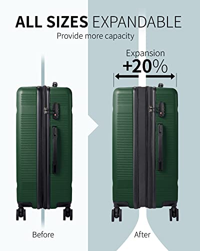 Zitahli Luggage, Expandable Suitcase Checked Luggage, Hardside Luggage with TSA Lock Spinner Wheels YKK zippers, 28in (Dark Green)