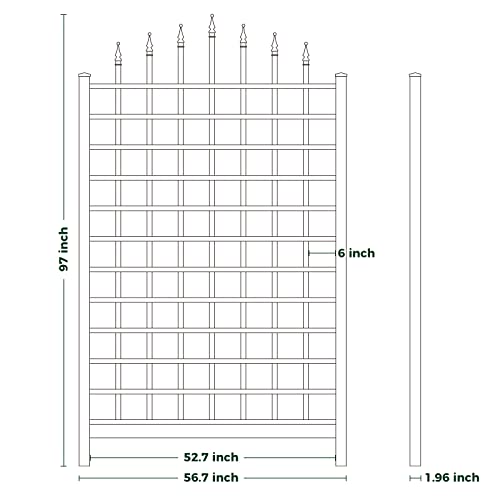 56.7" W x 97" H Vinyl Trellis Support for Outdoor Climbing Plants and Rose Vines, Durable Décor Lattice for Garden&Backyard, Lawn