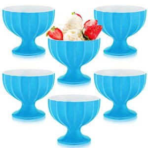 lallisa 6 pcs 12 oz ceramic dessert bowls set, ice cream bowls tulip dessert sundae cups durable cute elegant trifle bowl for milkshakes, parfaits, cereal, nut, fruit, pudding, salad (blue)