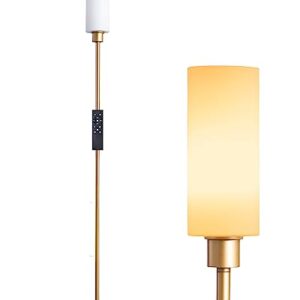 EDISHINE LED Corner Floor Lamp with Glass Lampshade, Modern Dimmable Lamp with Remote, 5 CCT, 65" Tall Standing Light for Living Room, Bedroom, Office, Bulb Included (Gold)