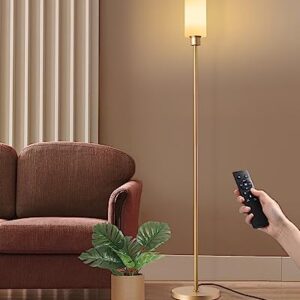 EDISHINE LED Corner Floor Lamp with Glass Lampshade, Modern Dimmable Lamp with Remote, 5 CCT, 65" Tall Standing Light for Living Room, Bedroom, Office, Bulb Included (Gold)