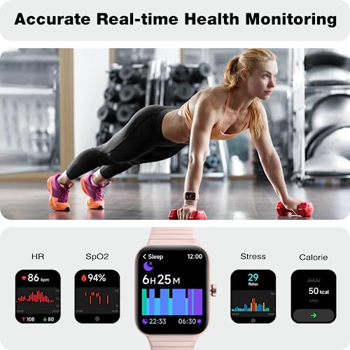 Fitpolo Smart Watch for Women,1.8" Alexa Fitness Watches Call and Text, 100 Sports, SpO2 Heart Rate Monitor Sleep Calorie Step Counter Waterproof Activity Trackers and Smartwatches for Android iPhone