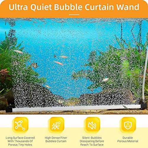 hygger Bubble Curtain Wall Aquarium Air Stone Kit, Fish Tank Air Bubbler Dissolved Oxygen Aerator Stone with Air Tubing Diffuser Bubbling Decoration for Pond 16-Inch