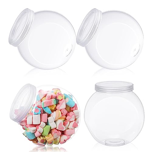 Sunnyray 4 Pcs 71 oz Plastic Candy Jars with Lids Clear Plastic Cookie Jars for Kitchen Counter Candy Jars for Candy Buffet Containers Set Candy Holder Candy Dish for Party Table Laundry Storage