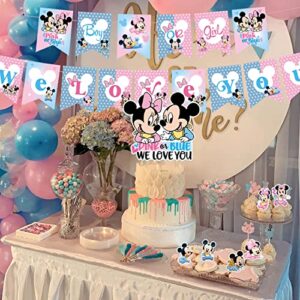 Mickey and Minnie Gender Reveal Backdrop Birthday Banner for Mickey and Minnie Gender Reveal Birthday Party Supplies Gender Reveal Photograph Background Photo Booth 5x3ft