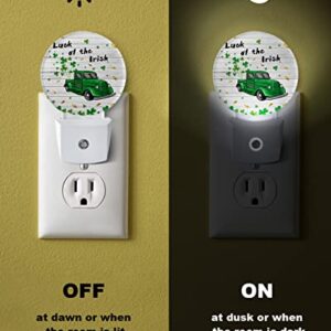 St. Patrick's Day Shamrock Night Lights Plug into Wall, Green Truck Gold Coins Auto Round LED Lights with Dusk to Dawn Sensor for Bedroom, Bathroom, Hallway, Kitchen, Kids, Home Decor