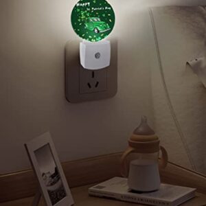 Happy St. Patrick's Day Night Lights Plug into Wall, Green Truck Clover Coins Auto Round LED Lights with Dusk to Dawn Sensor for Bedroom, Bathroom, Hallway, Kitchen, Kids, Home Decor