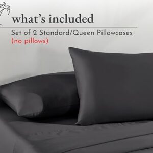 California Design Den 100% Cotton Pillow Cases Standard Size Set of 2, Soft & Cooling Sateen Weave Pillow Cases Queen (Charcoal Gray)