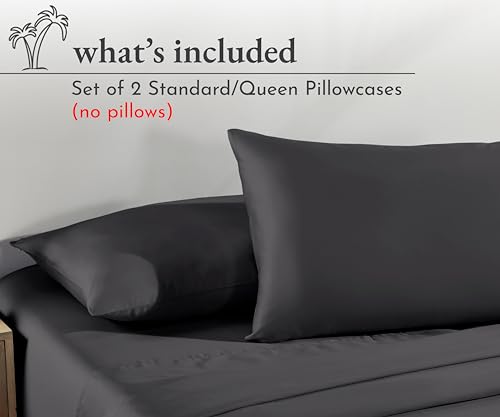 California Design Den 100% Cotton Pillow Cases Standard Size Set of 2, Soft & Cooling Sateen Weave Pillow Cases Queen (Charcoal Gray)