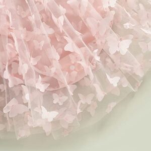 Baby Rompers Girl Princess Dress Ruffle Mesh Butterfly Tulle Tutu Dress Photograph Outfit Summer Clothtes Birthday Gift (A Pink, 6-12 Months)