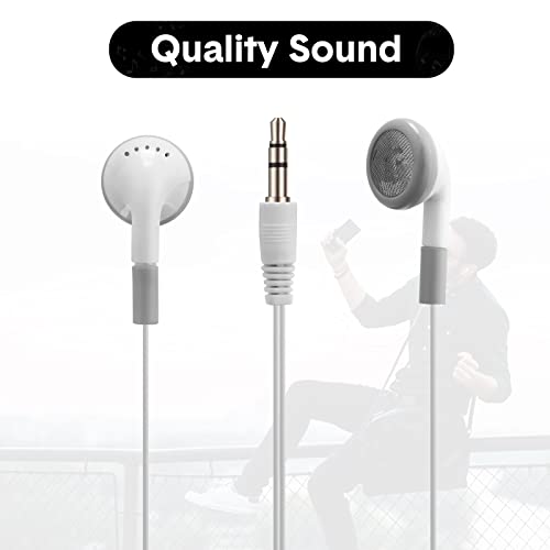 Xuhal 150 Pcs Earbuds Bulk for Classroom Back to School Supplies 3.5mm Earphones Headphones Plug White Ear Buds Bundle for Kids Children Students School Libraries Hospitals