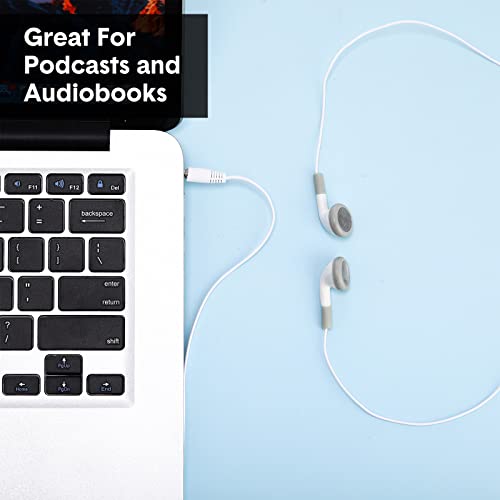 Xuhal 150 Pcs Earbuds Bulk for Classroom Back to School Supplies 3.5mm Earphones Headphones Plug White Ear Buds Bundle for Kids Children Students School Libraries Hospitals