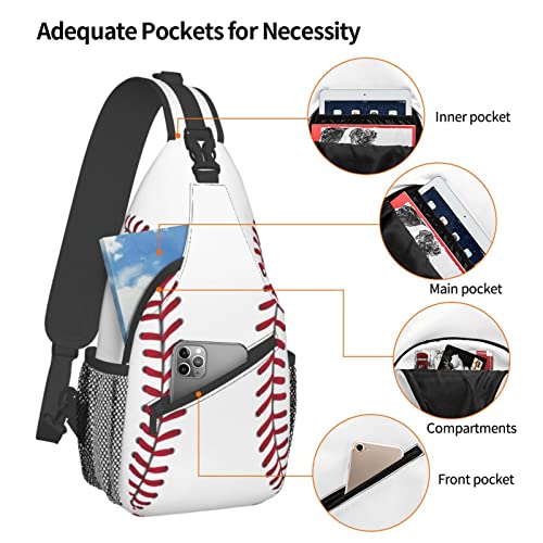 Baseball Chest Sling Bag Casual For Women Men Crossbody Sling Backpack Shoulder Bag For Travel Hiking Gym