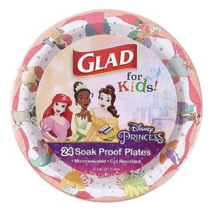 glad for kids disney princess “magic is in all of us” 8.5” paper plates | plates, snack kid-friendly everyday use, 24 ct