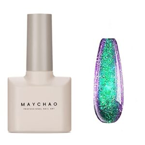 maychao 15ml chameleon gel nail polish 1pc green to purple nail polish soak off uv led nail gel polish nail art starter manicure salon diy at home, 0.5 oz