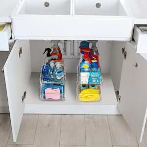 ClearSpace Under Sink Organizer with Dividers – Perfect as Kitchen Cabinet Organizer or Bathroom Organization – Medicine Cabinet Organizer and Slide-Out Storage with handles for Home and Bath – 2 Pack