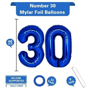 40 Inch Giant Navy Blue Number 30 Balloon, Helium Mylar Foil Number Balloons for Birthday Party, 30th Birthday Decorations for kids and adults, 30 Year Anniversary Party Decorations Supplies