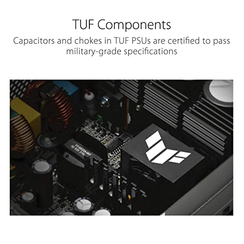 ASUS TUF Gaming 850W Gold (850 Watt, ATX 3.0 Compatible, Fully Modular Power Supply, 80+ Gold, Military-Grade Components, Dual Ball Bearing, Axial-tech Fan, PCB Coating, 10 Year Warranty)