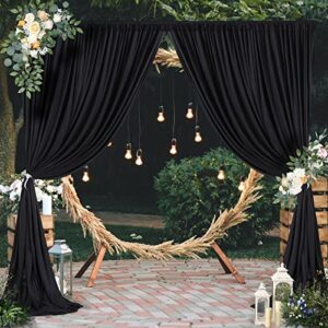 PARTY TALK Black Backdrop Curtains for Parties, 8ft x 10ft Wrinkle Free Polyester Black Curtain Backdrop for Photography Birthday Baby Shower Wedding Decorations