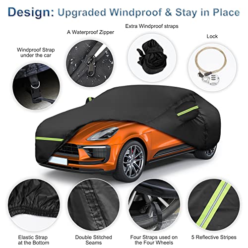 BIGACOVER for Porsche Cayenne Car Cover Waterproof, All Weather Outdoor Full Car Covers Windproof Heavy Duty Protection Custom Fit for 2009-2022 Porsche Cayenne