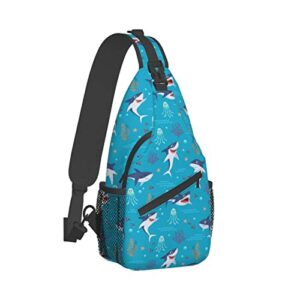 yrebyou shark sling bag for women sling backpack waterproof shoulder daypack outdoor camping running climbing