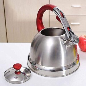 3.5L Whistle Tea Kettle Stainless Steel Kettle Tea Kettle Induction Modern Surgical Pipe Kettle - Teapot For Stove-red