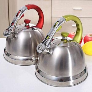 3.5L Whistle Tea Kettle Stainless Steel Kettle Tea Kettle Induction Modern Surgical Pipe Kettle - Teapot For Stove-red