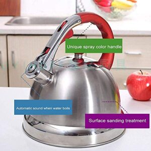 3.5L Whistle Tea Kettle Stainless Steel Kettle Tea Kettle Induction Modern Surgical Pipe Kettle - Teapot For Stove-red