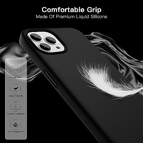 MOZOTER [6 in 1 Magnetic Silicone Case,[12 FT Shockproof Compatible with Magsafe][2 Pcs Glass Screen Protector+Camera Lens Protector] [Heavy Duty], Silicone Black, For iPhone 14 Pro Max-6.7''