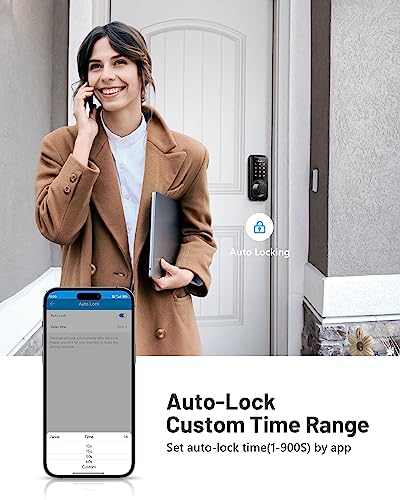 Smart Door Lock Set for Front Door, Zowill 7-in-1 Fingerprint Deadbolt with App Control, Keyless Entry Door Lock with 2 Lever Handles, Biometric,Touchscreen Keypad, Auto Lock, Matte Black