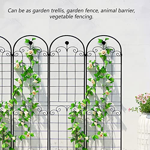 4 Pack Metal Garden Trellis 86.7" H Garden Fence Rustproof Trellis for Climbing Plants Support Roses Flower Outdoor Lawn Black