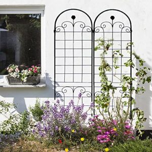 4 Pack Metal Garden Trellis 86.7" H Garden Fence Rustproof Trellis for Climbing Plants Support Roses Flower Outdoor Lawn Black