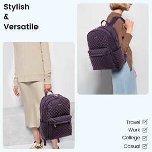 LOVEVOOK Travel Laptop Backpack for Women Quilted Fashion Work Backpack Purse 15.6 Inch Airline Approved Large Teacher Nurse Bag with USB Port Anti Theft Laptop Backpack for Business College,Purple