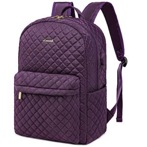 lovevook travel laptop backpack for women quilted fashion work backpack purse 15.6 inch airline approved large teacher nurse bag with usb port anti theft laptop backpack for business college,purple