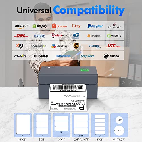 TIN Thermal Label Printer, Shipping Label Printer 4X6, USB 3.0 Thermal Printer Supports Windows & MacOS & Chromebook, 150mm/s High-Speed Inkless Shipping Label Maker for UPS, USPS, Amazon, Ebay, Etsy