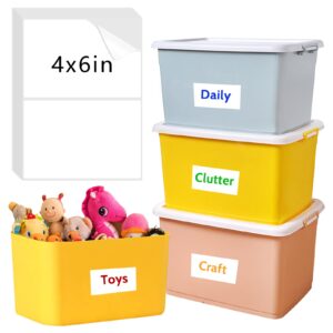 150 pcs labels for storage bins, 6 x 4 inch removable labels for storage bins, tear resistant no residue storage bin labels, matte white blank box labels for school, home, business