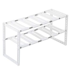 wbty 2 layer white stainless steel under sink storage shelves adjustable kitchen storage shelves